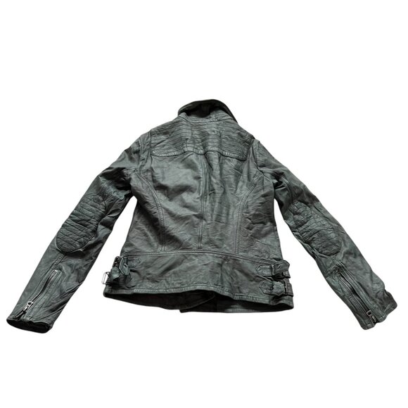 Lucky Brand motorcycle jacket distressed blue-gray lamb leather XS biker - Picture 3 of 7